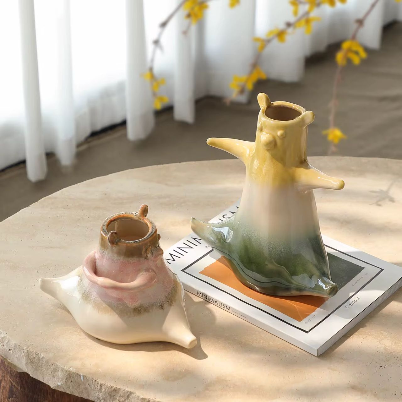 Handcrafted Ceramic Bear Vase Set | Modern Home Decor